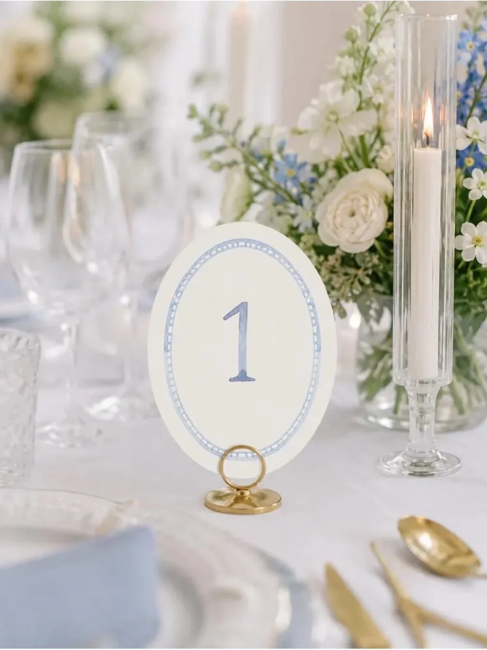 Oval Blue Number Table